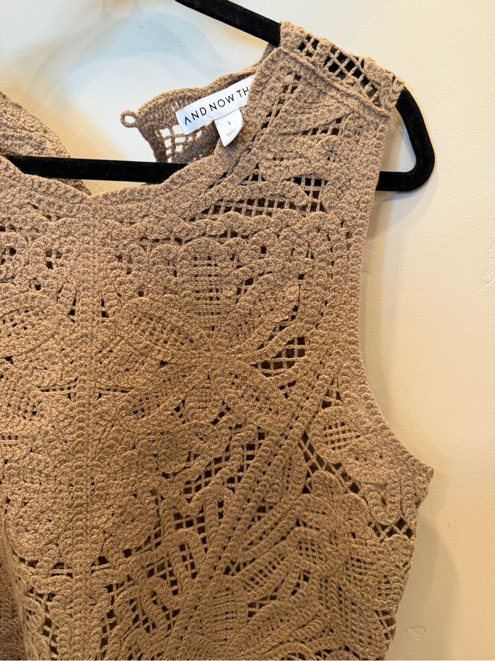 AND/OR The Label Taupe Crochet Sleeveless Crop Tank - Picture 4 of 6